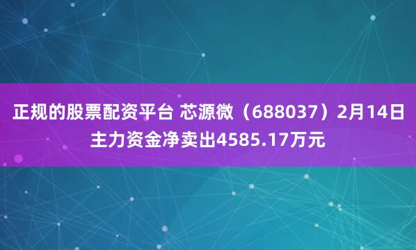 正规的股票配资平台 芯源微（688037）2月14日主力资金净卖出4585.17万元
