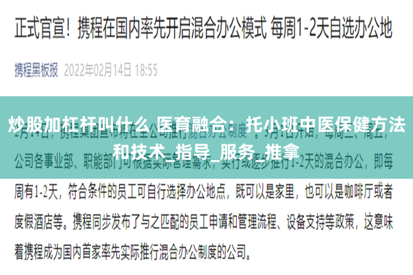 炒股加杠杆叫什么 医育融合：托小班中医保健方法和技术_指导_服务_推拿