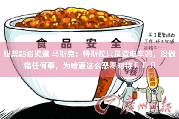 股票融资渠道 马斯克：特斯拉只是造电车的，没做错任何事，为啥要这么恶毒对待 ​​​