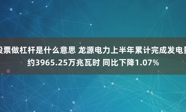 股票做杠杆是什么意思 龙源电力上半年累计完成发电量约3965.25万兆瓦时 同比下降1.07%